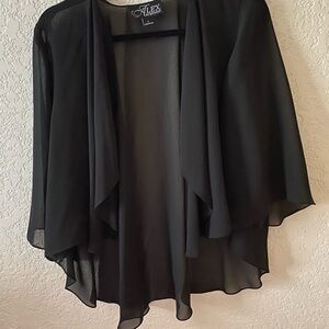 Alex Evenings Elegant Black Sheer Shrug Size L